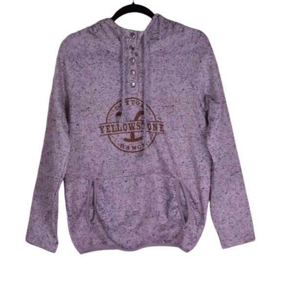 Dutton Yellowstone Tops - Women’s Yellowstone Dutton Ranch Hooded Sweatshirt Brown Beige & Gray - Size M